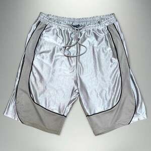 Y2K Baggy XL Length Silver Basketball Shorts One Size fits all waist